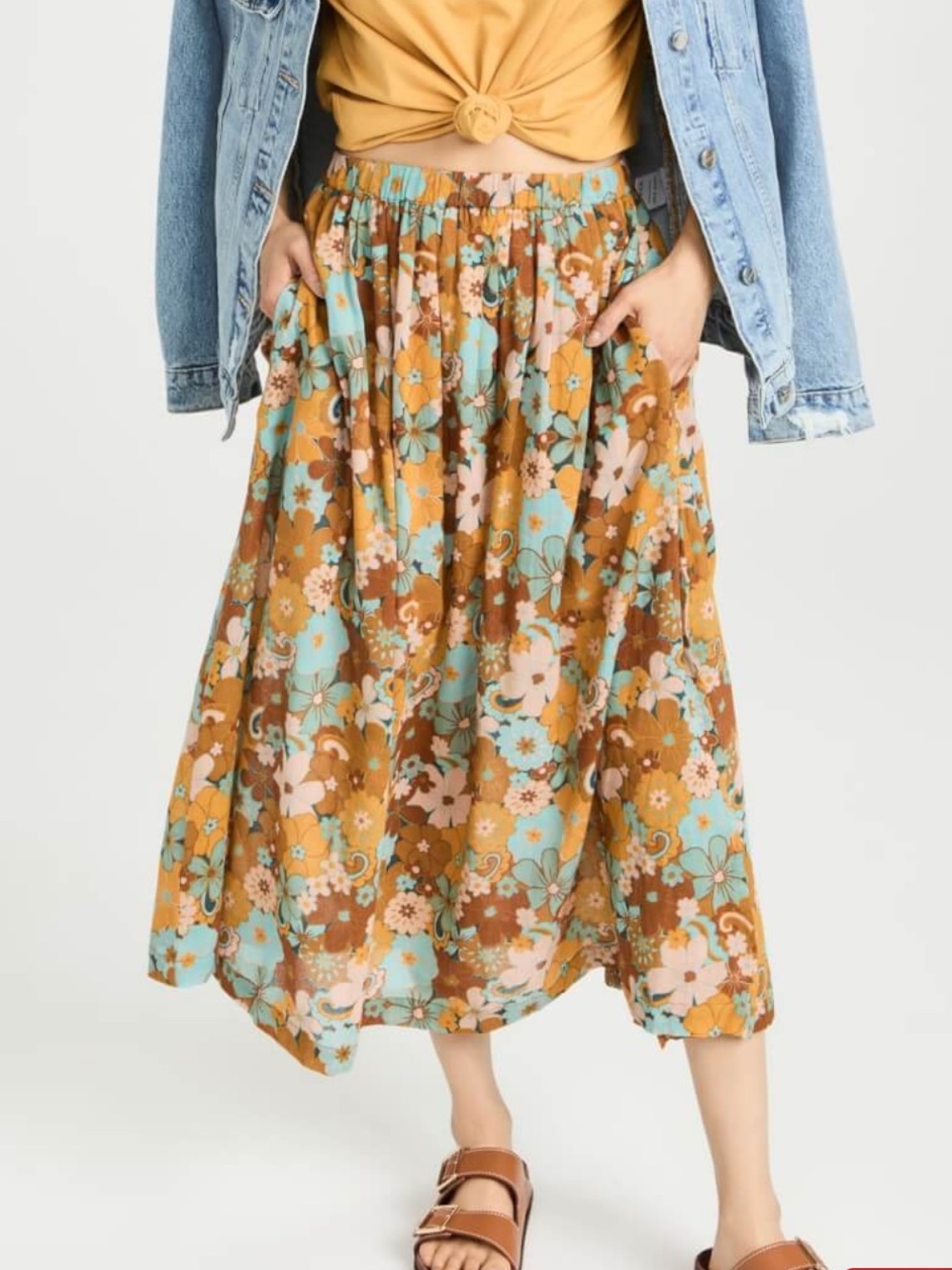 SUNDRY Retro Floral Full Midi Skirt size 0 (XS)